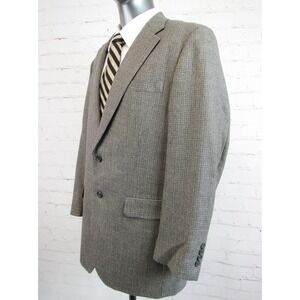 Chaps Sport Coat Gray Tweed Microcheck 100% Wool Men's Size 42L